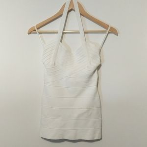 Herve Leger XS White Bandage Halter Top